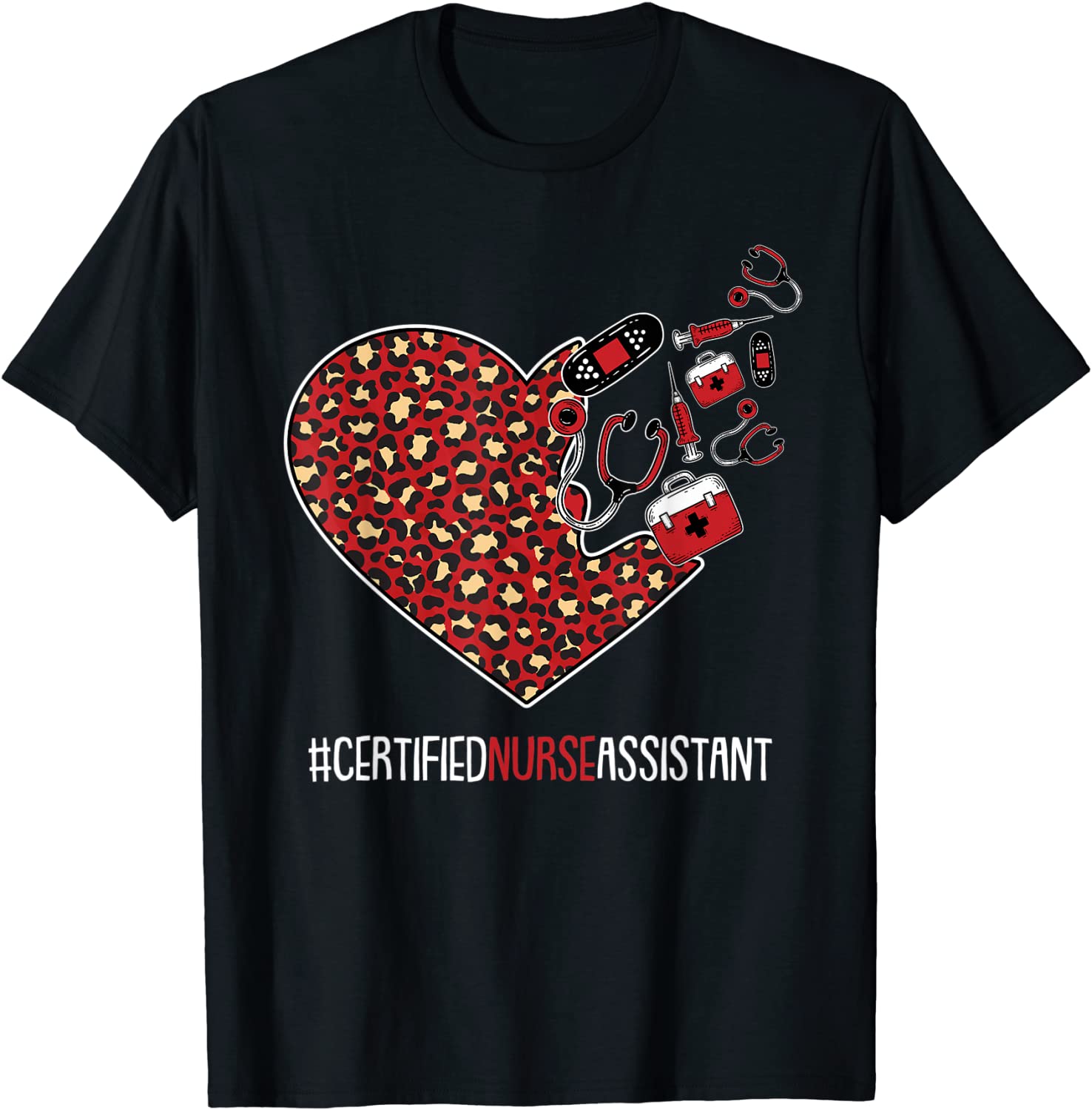 Certified Nurse Assistant Graduation Cute Heart Leopard CNA Classic T-Shirt