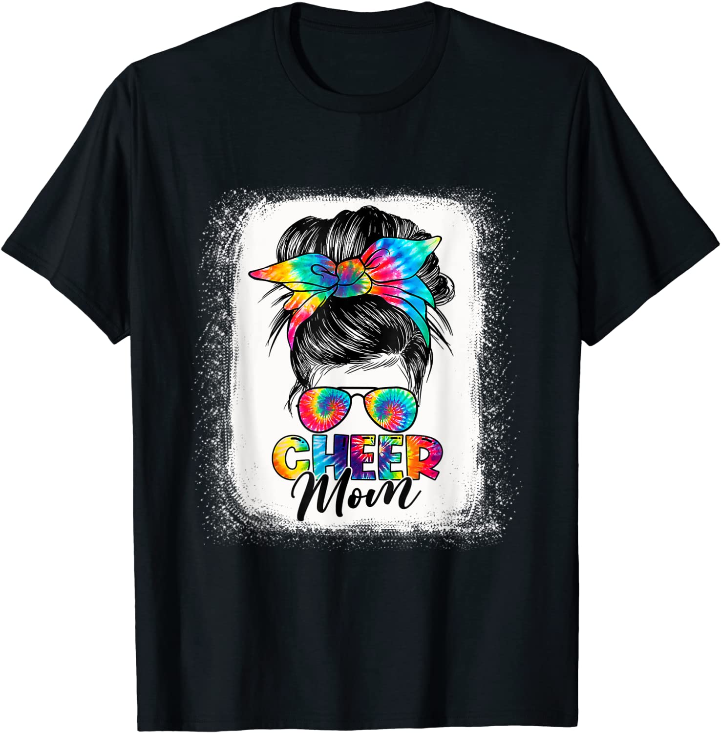 Cheer Mom Messy Bun Hair Sunglasses Tye Die Mother's Day Classic Shirt