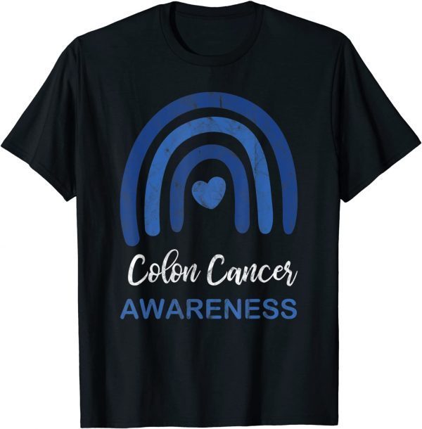 Colon Cancer Awareness Month Retro Rainbow Blue Ribbon 2022 Shirt ...