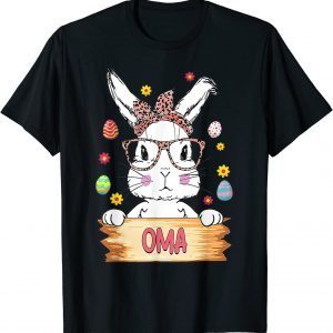 Cute Bunny Face Leopard Print Glasses Oma Easter Day 2022 Shirt