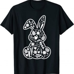 Cute Bunny Rabbit Easter Eggs Floral Happy Easter Day 2022 Gift Shirt