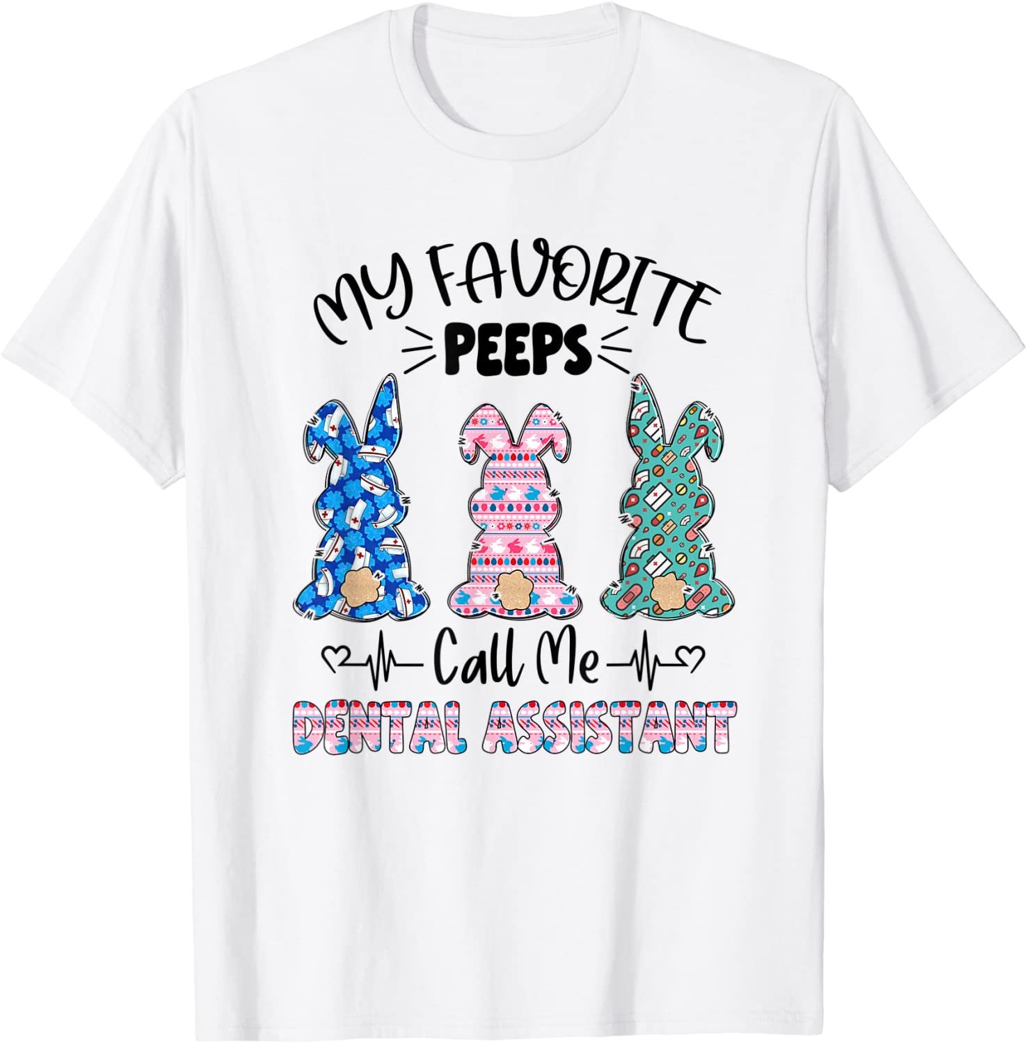 Dental Assistant Floral Bunnies Nurse Easter 2022 Shirt