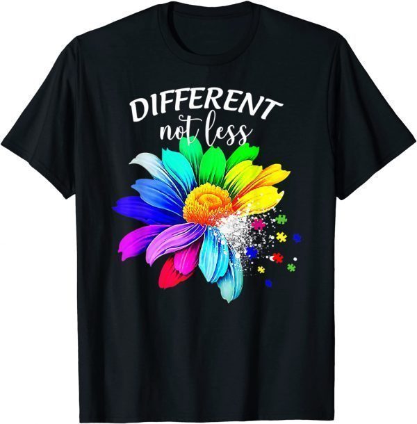 Different Not Less, Sunflower Autism Puzzle Awareness Month Classic Shirt