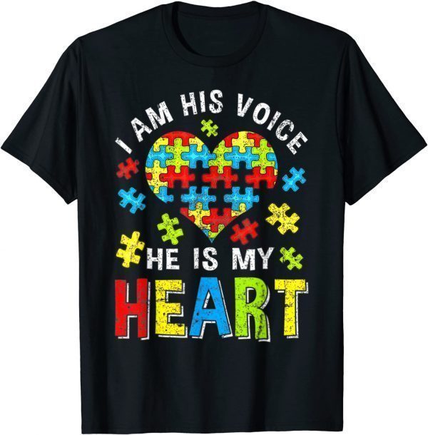 Distressed I Am His Voice He Is My Heart Autism Awareness Classic T-Shirt