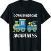 Down Syndrome Awareness Day Train Blue Yellow Ribbon 2022 T-Shirt