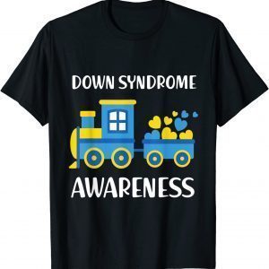 Down Syndrome Awareness Day Train Blue Yellow Ribbon 2022 T-Shirt
