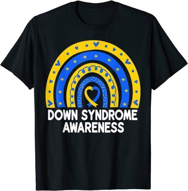 Down Syndrome Awareness Rainbow T21 Yellow Blue March 21 Classic Shirt