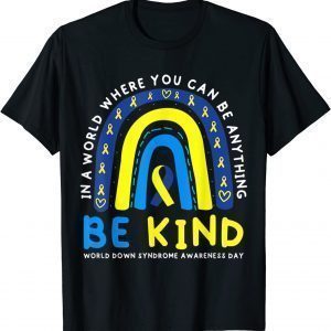 Down Syndrome Awareness Ribbon Boho Rainbow Yellow Blue 2022 Shirt