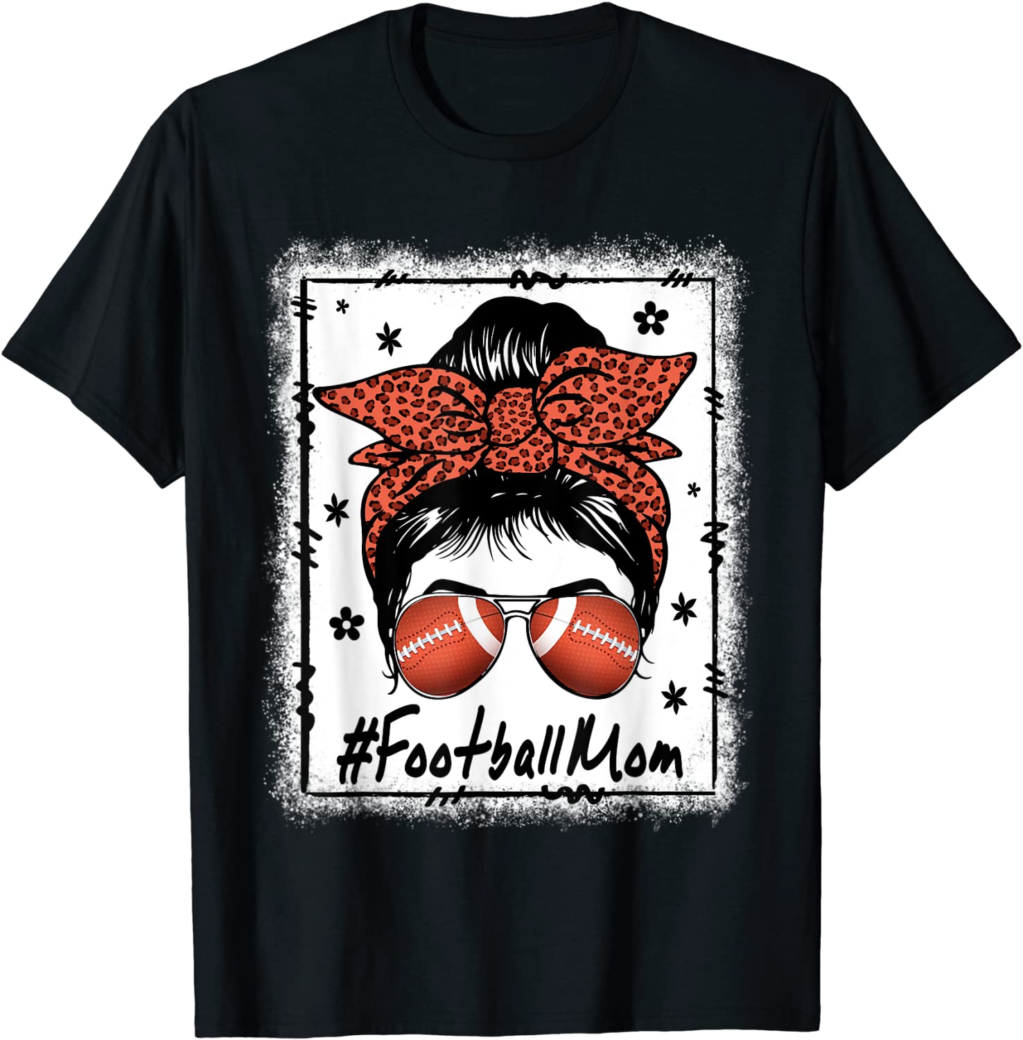 Football Mom With Leopard and Messy Bun Mother's Day Classic Shirt