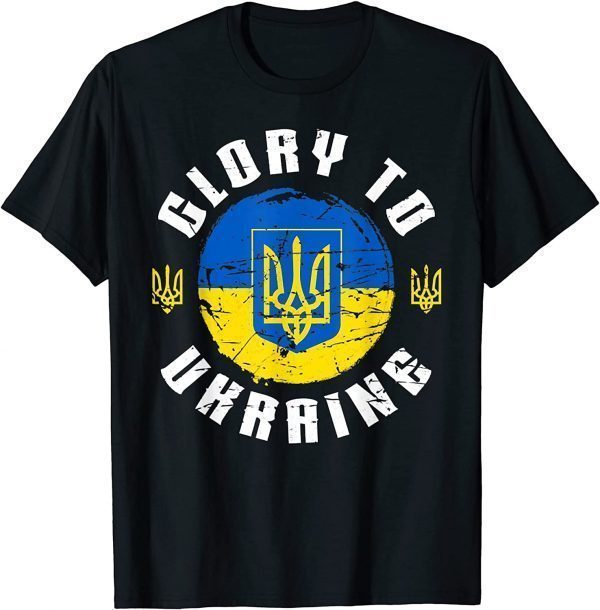 Glory To Ukraine I Stand With Ukraine Ukrainian Flag Vintage Love Ukraine Shirt