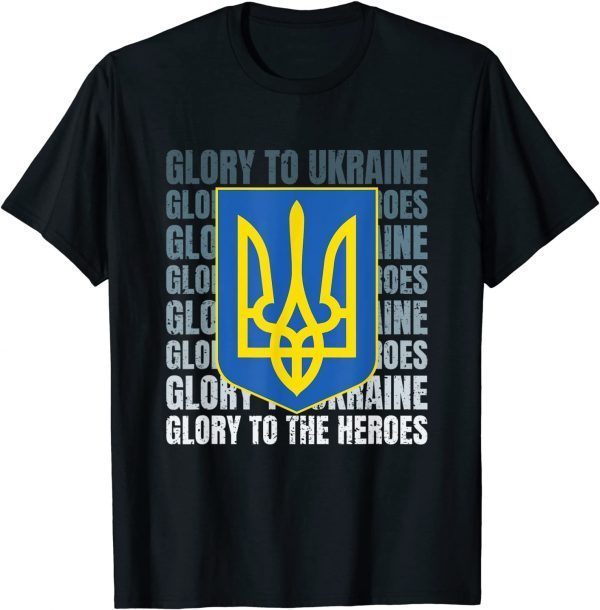 Stop War Glory to Ukraine! Glory to the heroes! - Tryzub Gerb Patriot T-Shirt