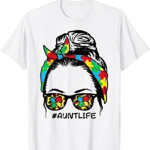 Hairbun Puzzle Sunglasses Aunt Life Autism Awareness Women Classic T-Shirt