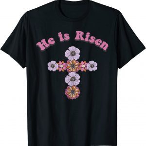 Happy Easter Leopard He Is Risen Floral Easter Christian Classic Shirt