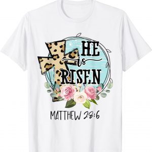 He is Risen Jesus Christian Happy Easter Floral Wreath Women 2022 Shirt
