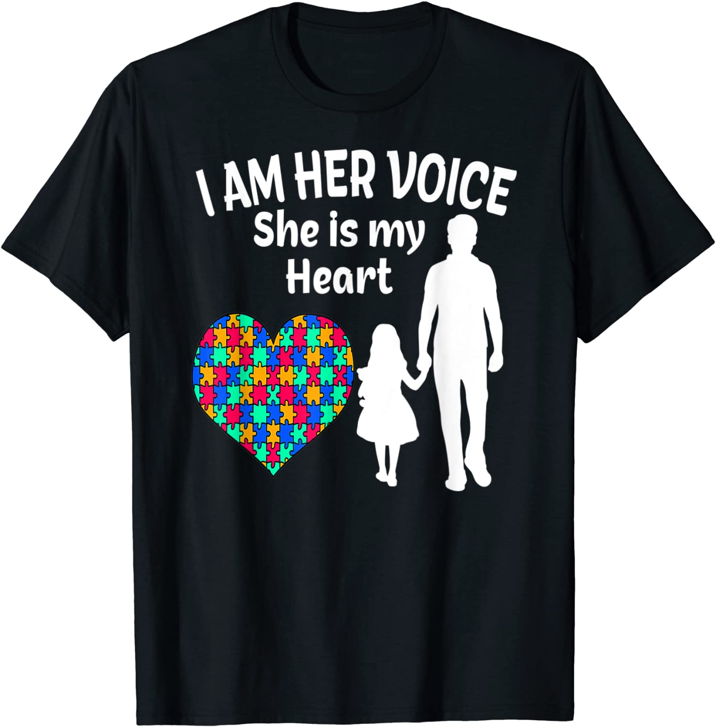 I Am Her Voice She Is My Heart Autism Awareness Dad 2022 Shirt