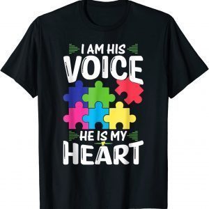 I Am His Voice He Is My Heart Shirts Puzzle Autism Awareness 2022 Shirt