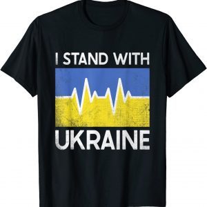 I Stand With Ukraine Flag Heart Ukrainian Love Support Pray Ukraine T-Shirt