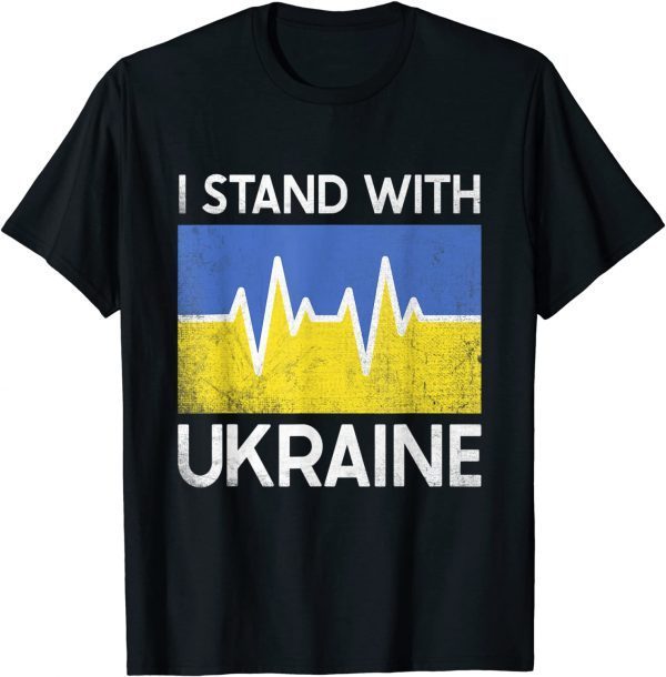 I Stand With Ukraine Flag Heart Ukrainian Love Support Pray Ukraine T-Shirt