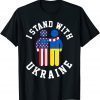 I Stand With Ukraine Ukrainian American Flag Freedom Free Ukraine T-Shirt