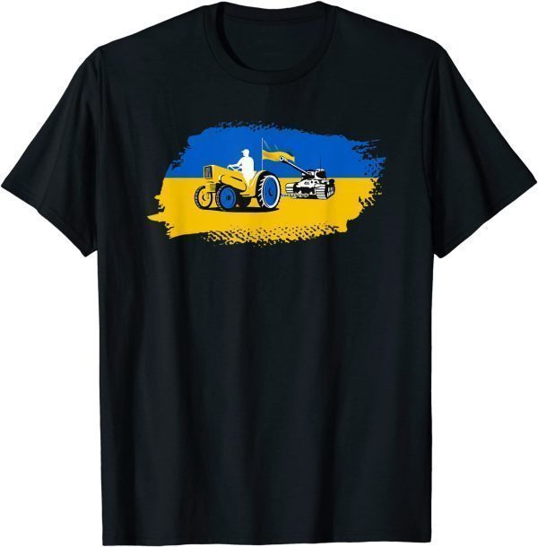 Stop Putin I Stand With Ukraine Ukrainian Farmer Steals Tank Ukraine Flag T-Shirt