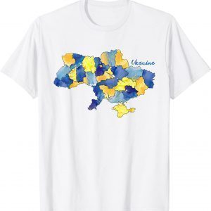 I Stand With Ukraine Ukrainian Map Watercolor Love Ukraine T-Shirt