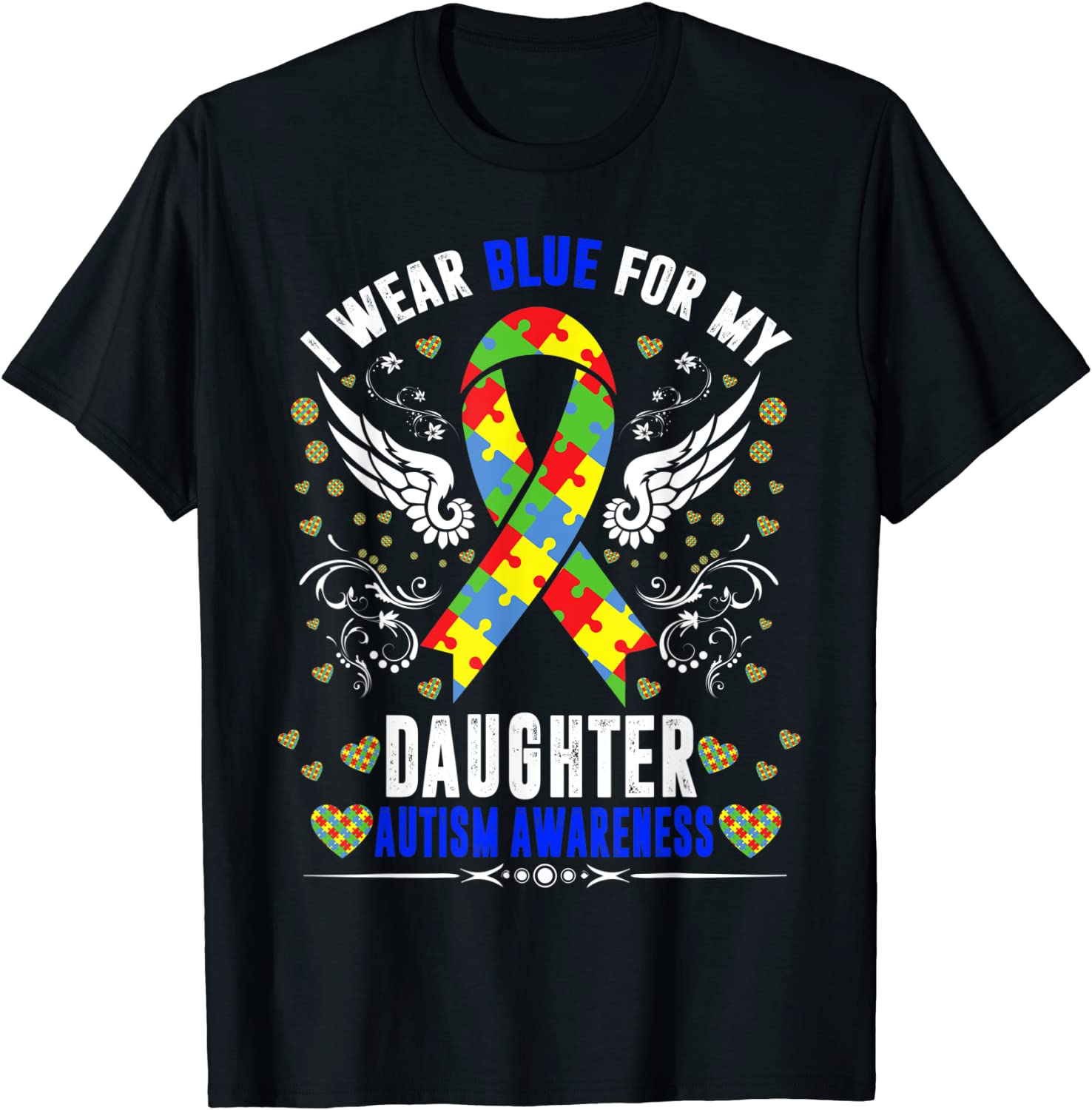 I Wear Blue For My Daughter Boho Rainbow Autism Awareness Classic Shirt