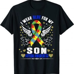 I Wear Blue For My Son Autism Awareness Day Boho RainI Wear Blue For My Son Autism Awareness Day Boho Rainbow Classic Shirtbow Classic Shirt