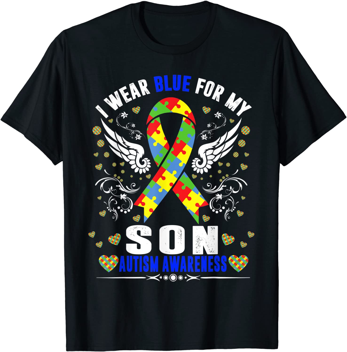 I Wear Blue For My Son Autism Awareness Day Boho RainI Wear Blue For My Son Autism Awareness Day Boho Rainbow Classic Shirtbow Classic Shirt