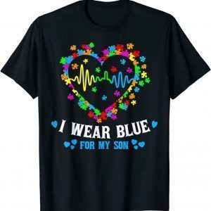 I Wear Blue For My Son Love Heart Autism Awareness Day Classic Shirt