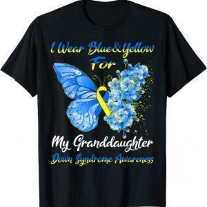 I Wear Blue & Yellow For My Granddaughter Down Syndrome Pray Ukraine T-Shirt