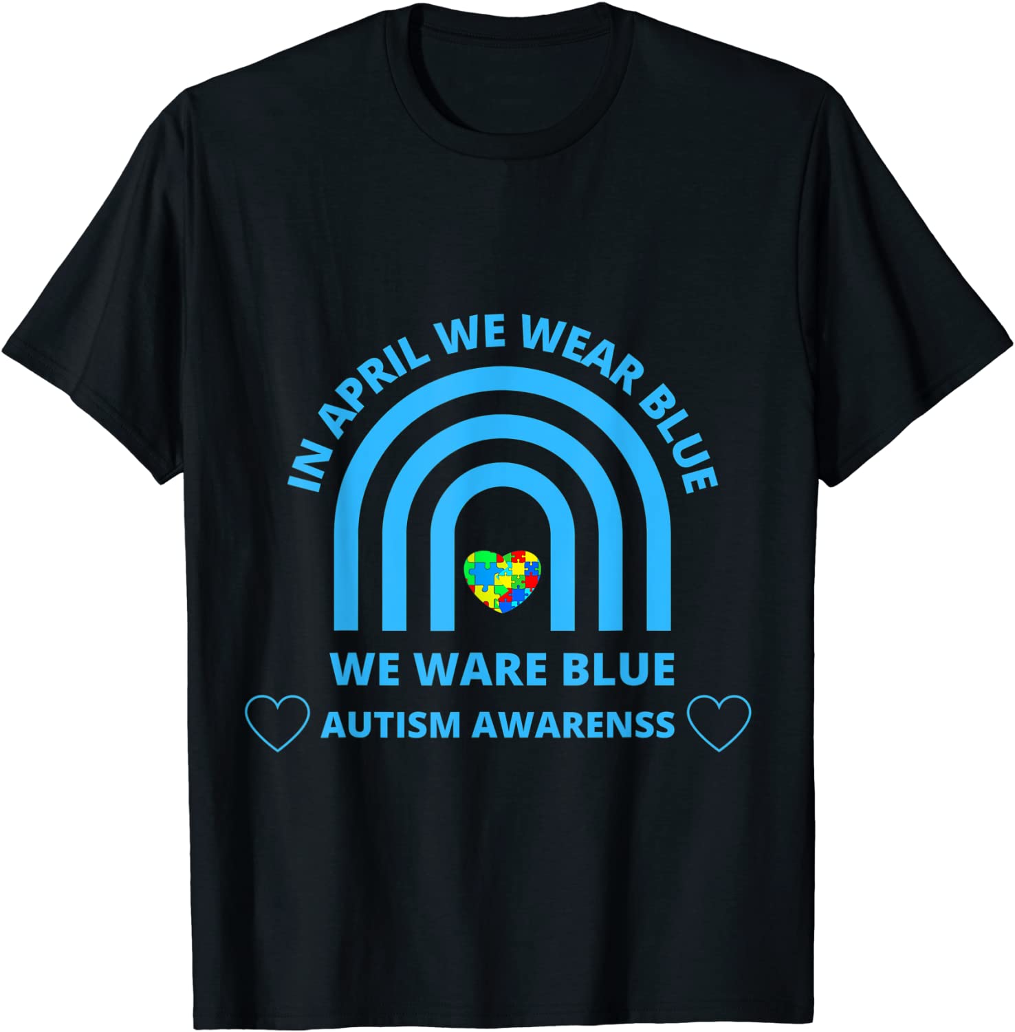 In April We Wear Blue Autism Awareness Month Puzzle Ribbon Premium 2022 Shirt