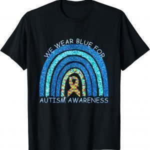 In April We Wear Blue Autism Awareness Rainbow Puzzle Love Classic Shirt