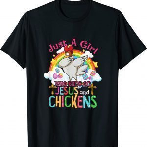 Just A Girl Who Runs On Jesus And Chickens Dabbing Chickens Classic Shirt
