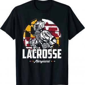 Lacrosse Player Maryland Flag Lax retro T-Shirt