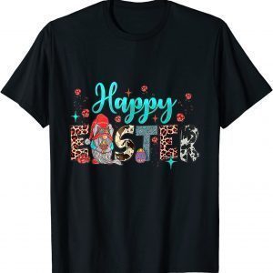 Leopard Cowhide Turquoise Happy Easter Gnomes 2022 T-Shirt