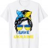 Messy Bun Hair Ukraine Ukrainian Flag Girl Save Ukraine Peace Ukraine T-Shirt