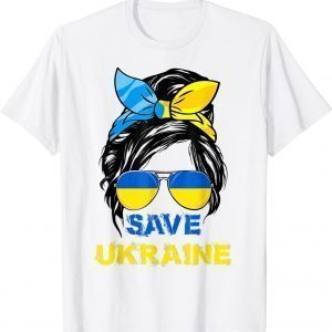 Messy Bun Hair Ukraine Ukrainian Flag Girl Save Ukraine Peace Ukraine T-Shirt