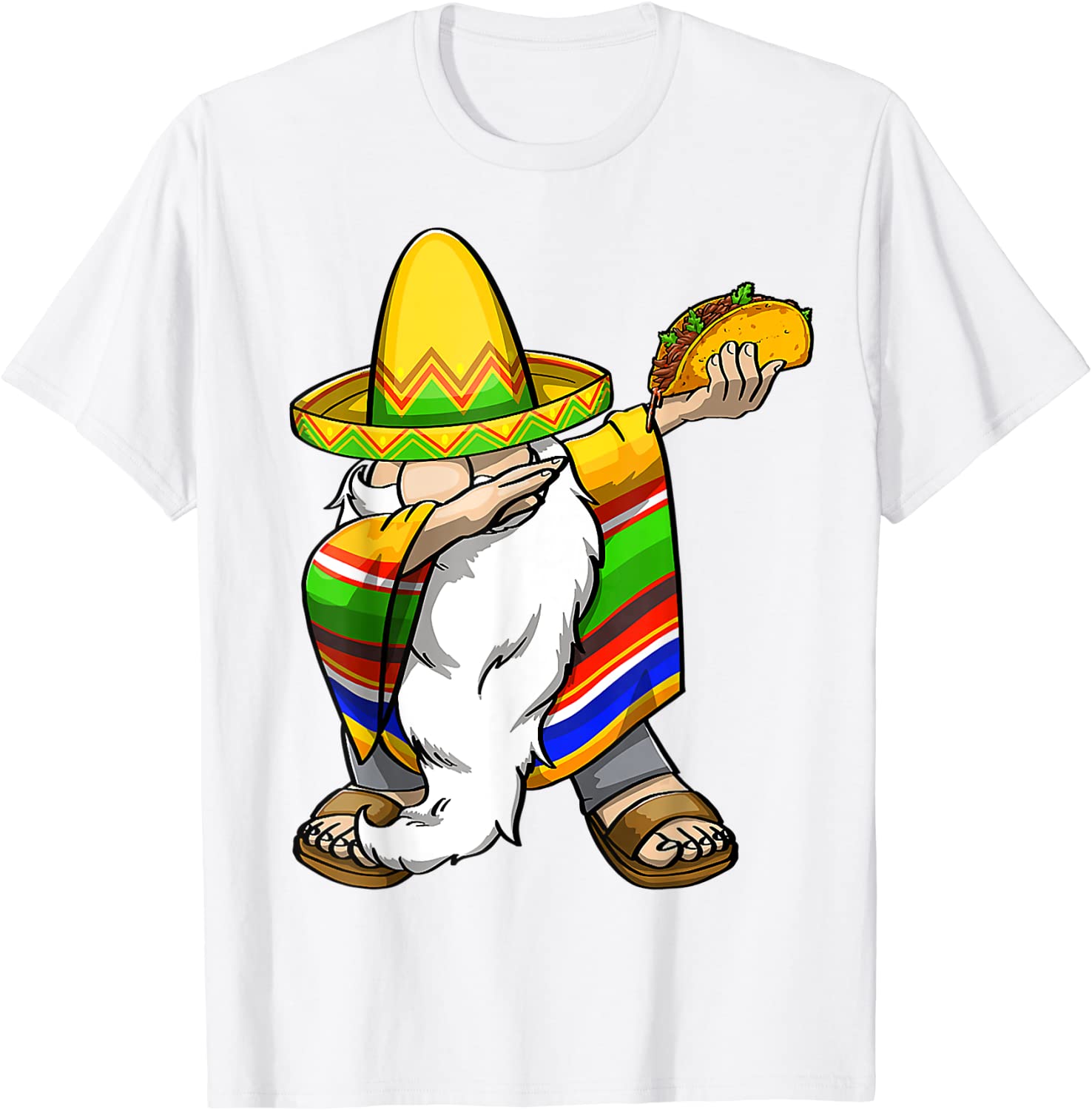 Mexican Dabbing Gnome Cinco De Mayo Poncho Sombrero Taco 2022 T-Shirt ...