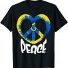 Peace Sign Ukrainian Flag Freedom Solidarity and Heart Love Ukraine T-Shirt