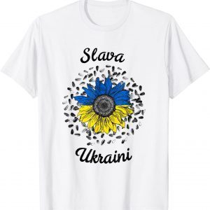 Slava Ukraini Sunflower Ukrainian Flag I Stand With Ukraine Save Ukraine T-Shirt