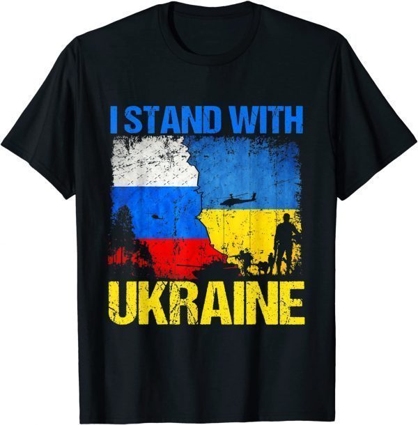 Soldier Flag Support I Stand With Ukraine Russian Ukrainian Love Ukraine T-Shirt