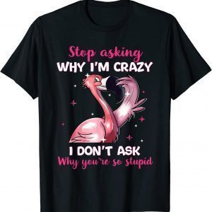 Stop Asking Why I'm Crazy - Why You're So Stupid- Flamingo 2022 Shirt