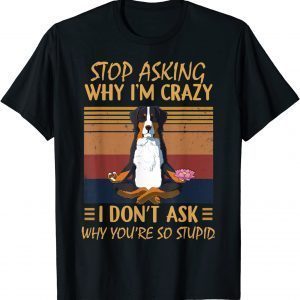 Stop Asking Why I'm Crazy -You're So Stupid-Bernese Mountain 2022 Shirt