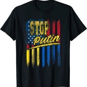 Stop Putin Vintage Ukraine & US Flag, I Stand With Ukraine Love Ukraine Shirt