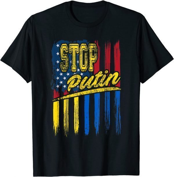 Stop Putin Vintage Ukraine & US Flag, I Stand With Ukraine Love Ukraine Shirt