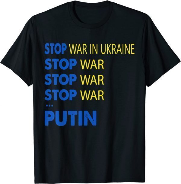 Stop War in Ukraine Meme Puck Futin Ukrainian Lover Support Love Ukraine T-Shirt