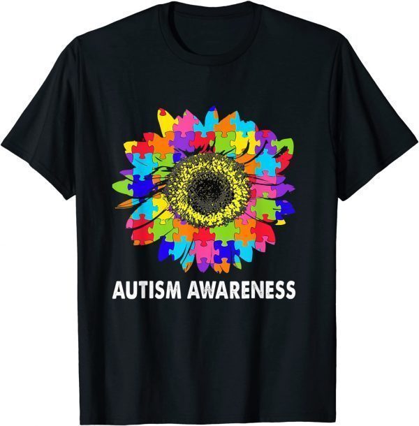 Sunflower Autism Awareness Puzzle Autism Piece Teacher T-Shirt