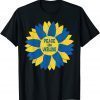 Sunflower Peace in Ukraine Ukrainian Flag Colors Peace Sign Pray Ukraine T-Shirt
