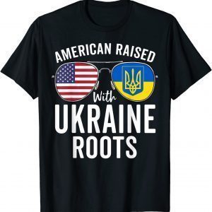 Sunglasses with Ukraine Roots USA Ukrainian Flag Support Ukraine T-Shirt