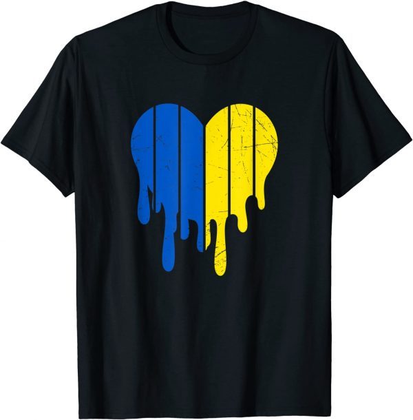 Support Ukraine I Stand With Ukraine Heart Ukrainian Flag T-Shirt